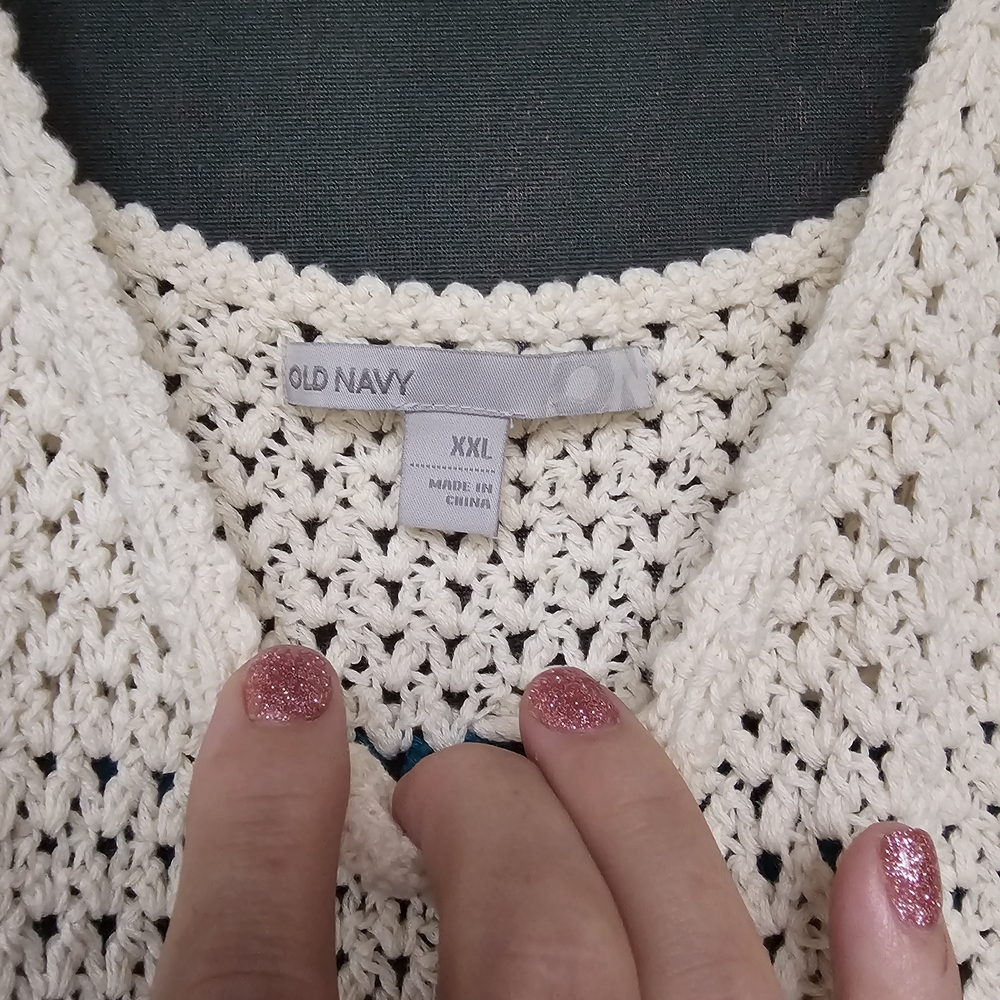 Old Navy Crochet Camisole in Cream, Brown, and Blue - Picture 4 of 5